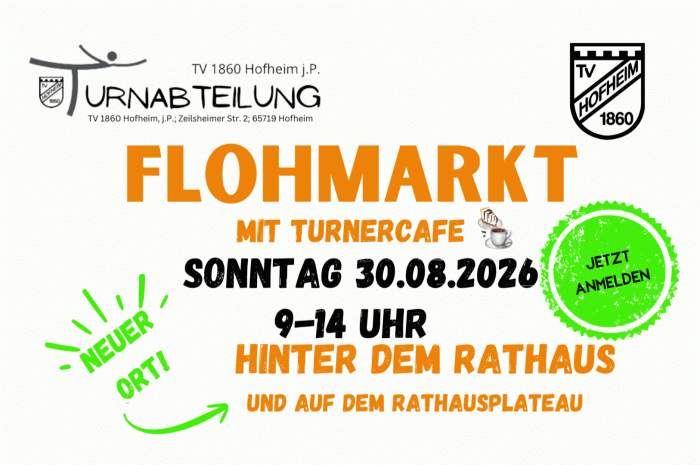 Traditioneller großer Flohmarkt des TV 1860 Hofheim 2026 mit neuem Standort